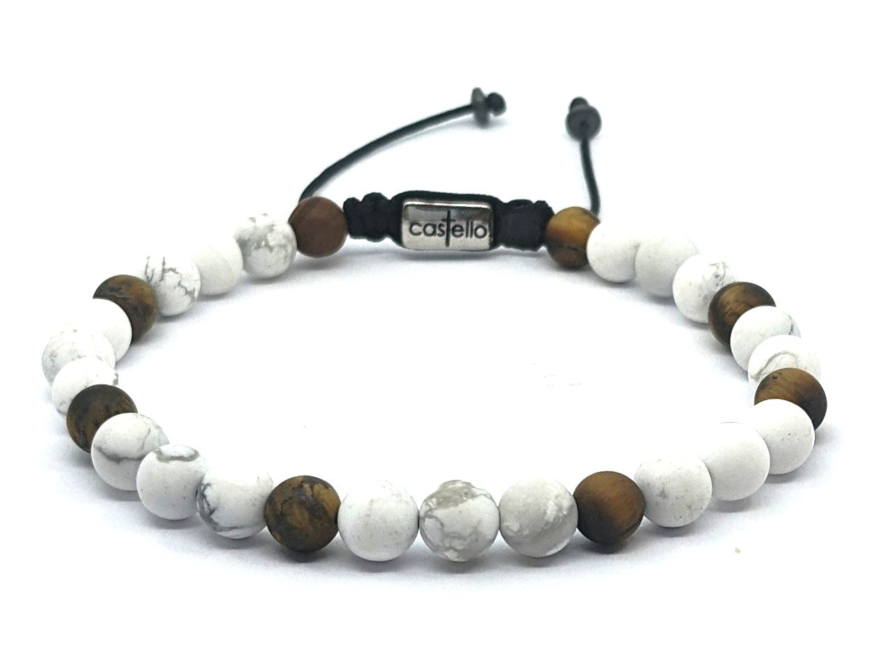 Gemstone Bracelet Howlite-Tiger's eye, stone 6mm | Castello Jewels