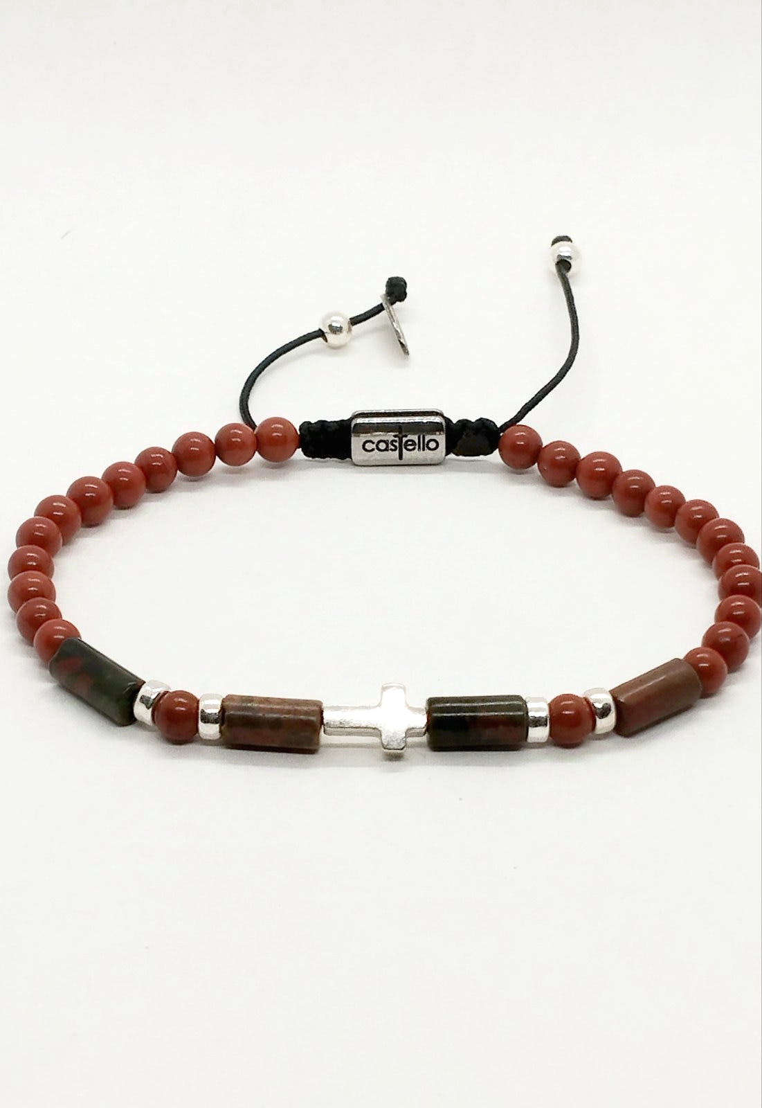 Red Jasper Cross Prayer Bracelet, 4mm | Castello Jewels