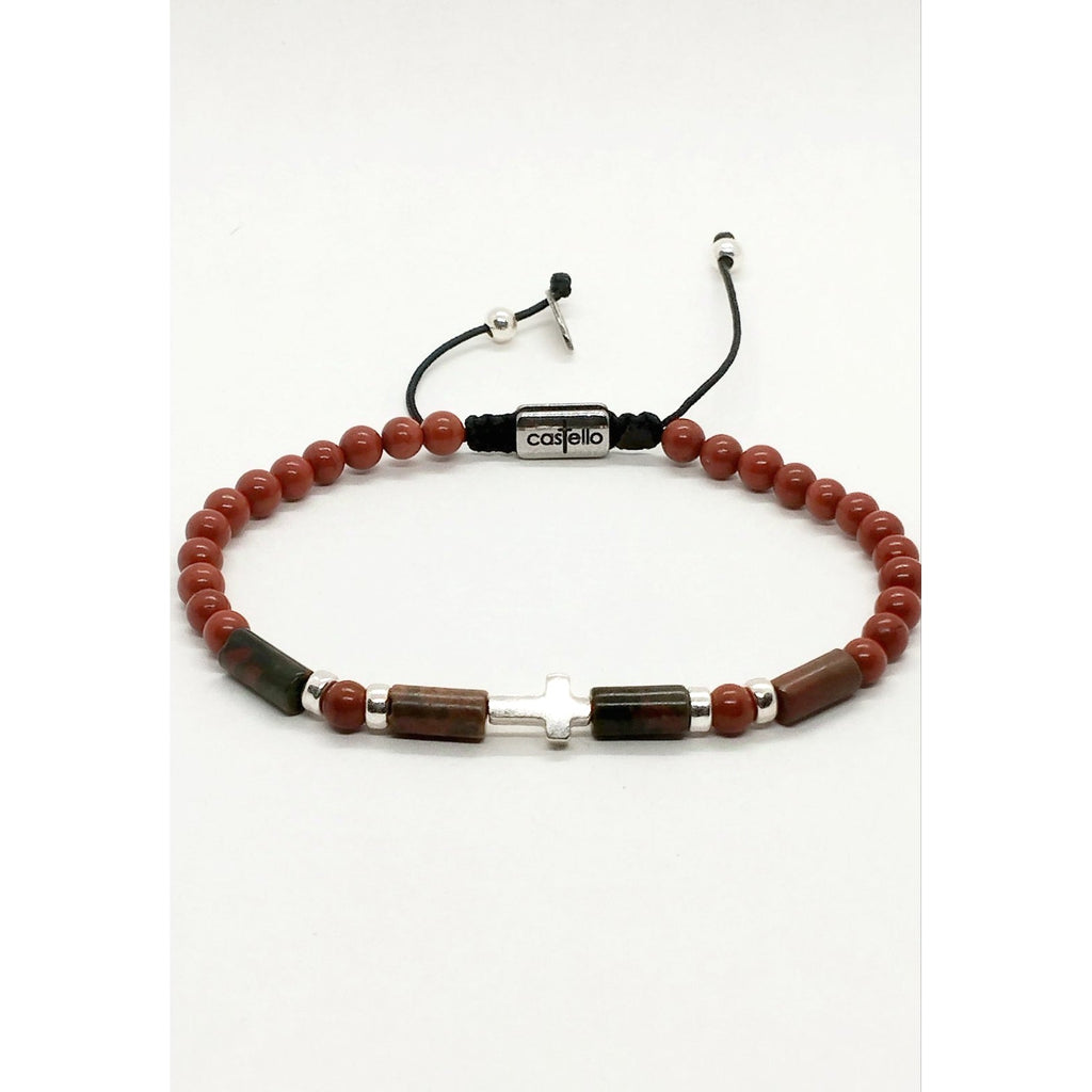Red Jasper Cross Prayer Bracelet, 4mm | Castello Jewels