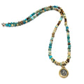 Jasper Turquoise & Tiger's Eye Rosary Necklace, Virgin Mary Pendant, 4mm | Castello Jewels