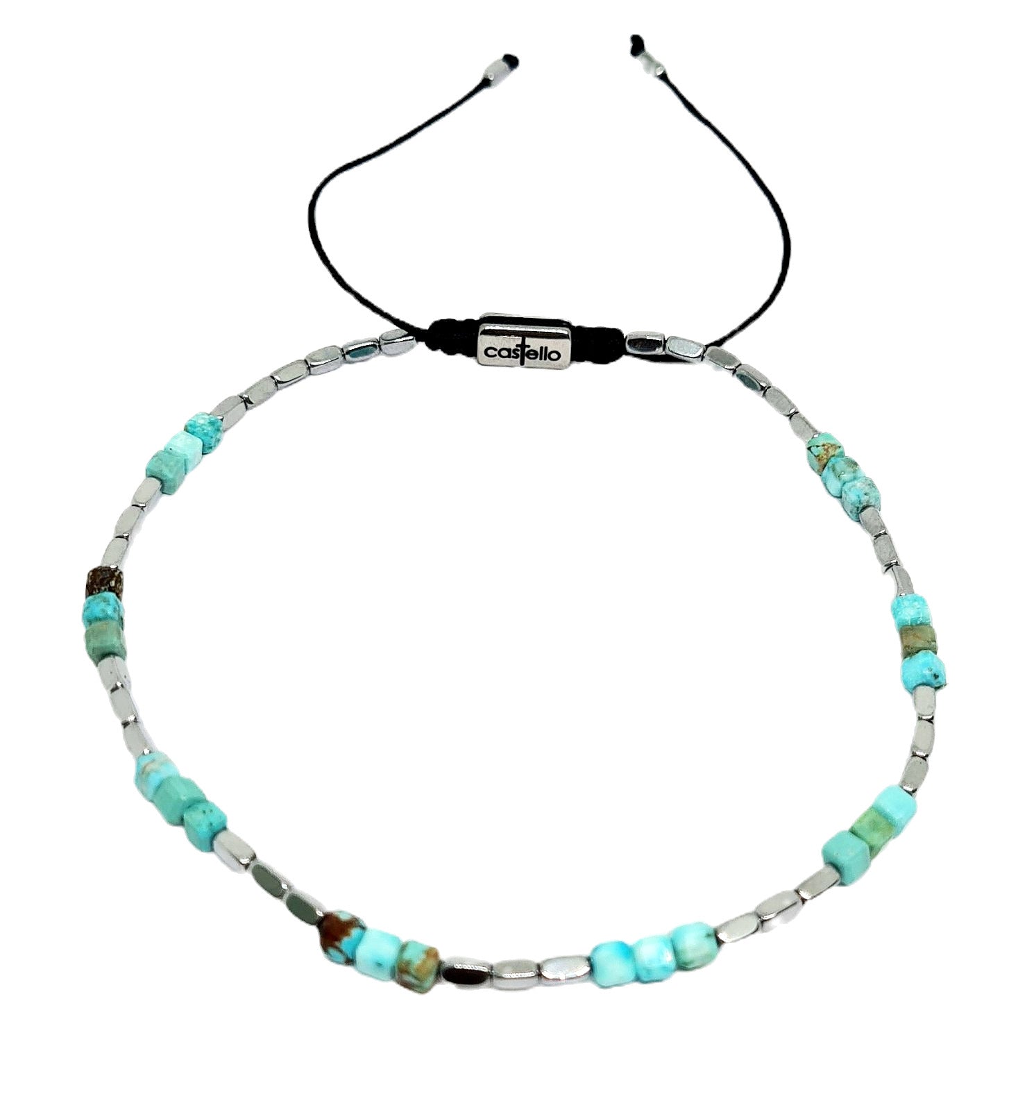 Hand Made Anklets, Hematite stone, Turquoise stone 4mm | Castello Jewels