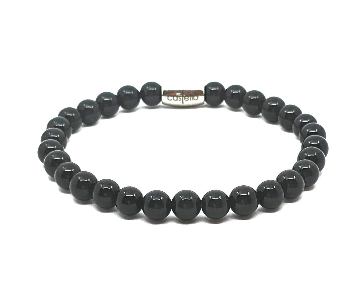 Polished Onyx Bracelet, Water-Resistant, view 4, 6mm | Castello Jewels