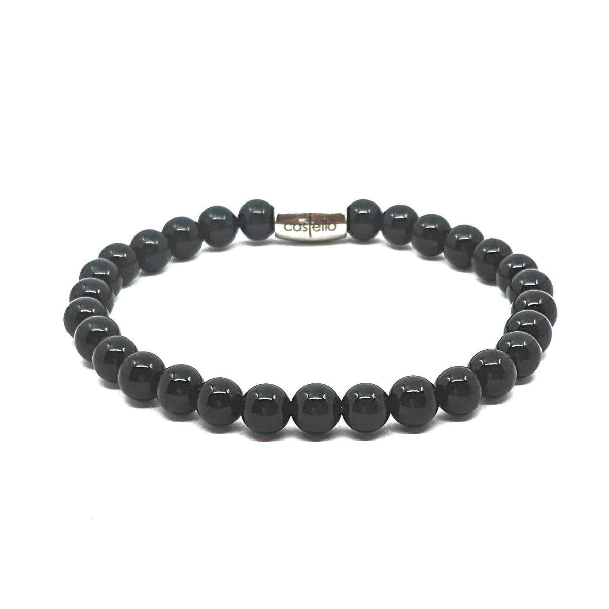 Polished Onyx Bracelet, Water-Resistant, view 4, 6mm | Castello Jewels