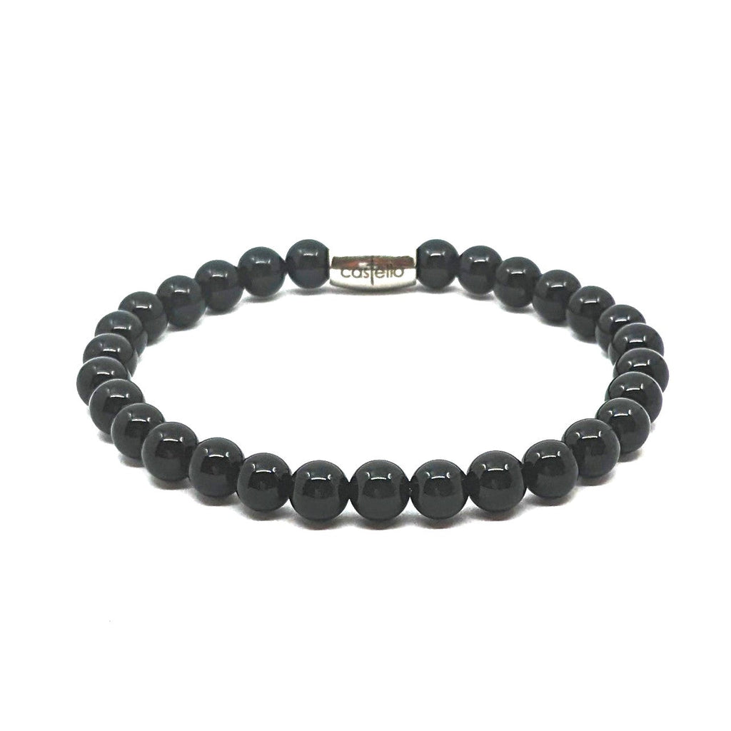 Polished Onyx Bracelet, Water-Resistant, view 4, 6mm | Castello Jewels