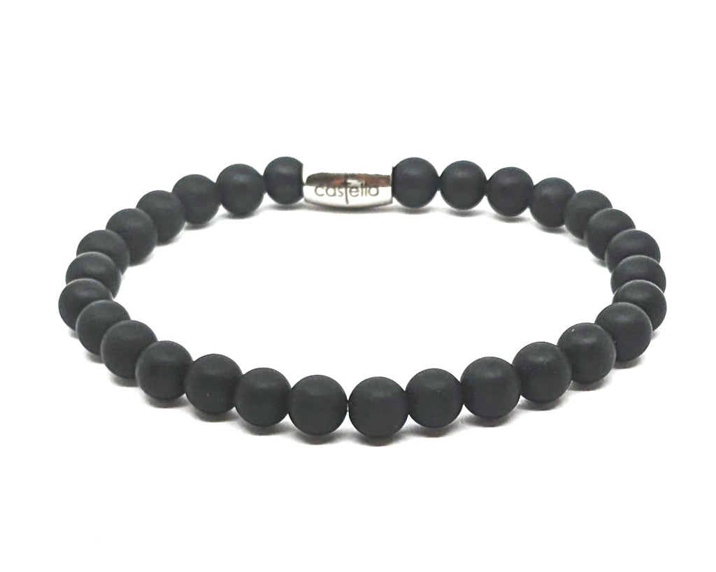 Gemstone Bracelet Onyx Mat stone 6mm — view 4 | Castello Jewels