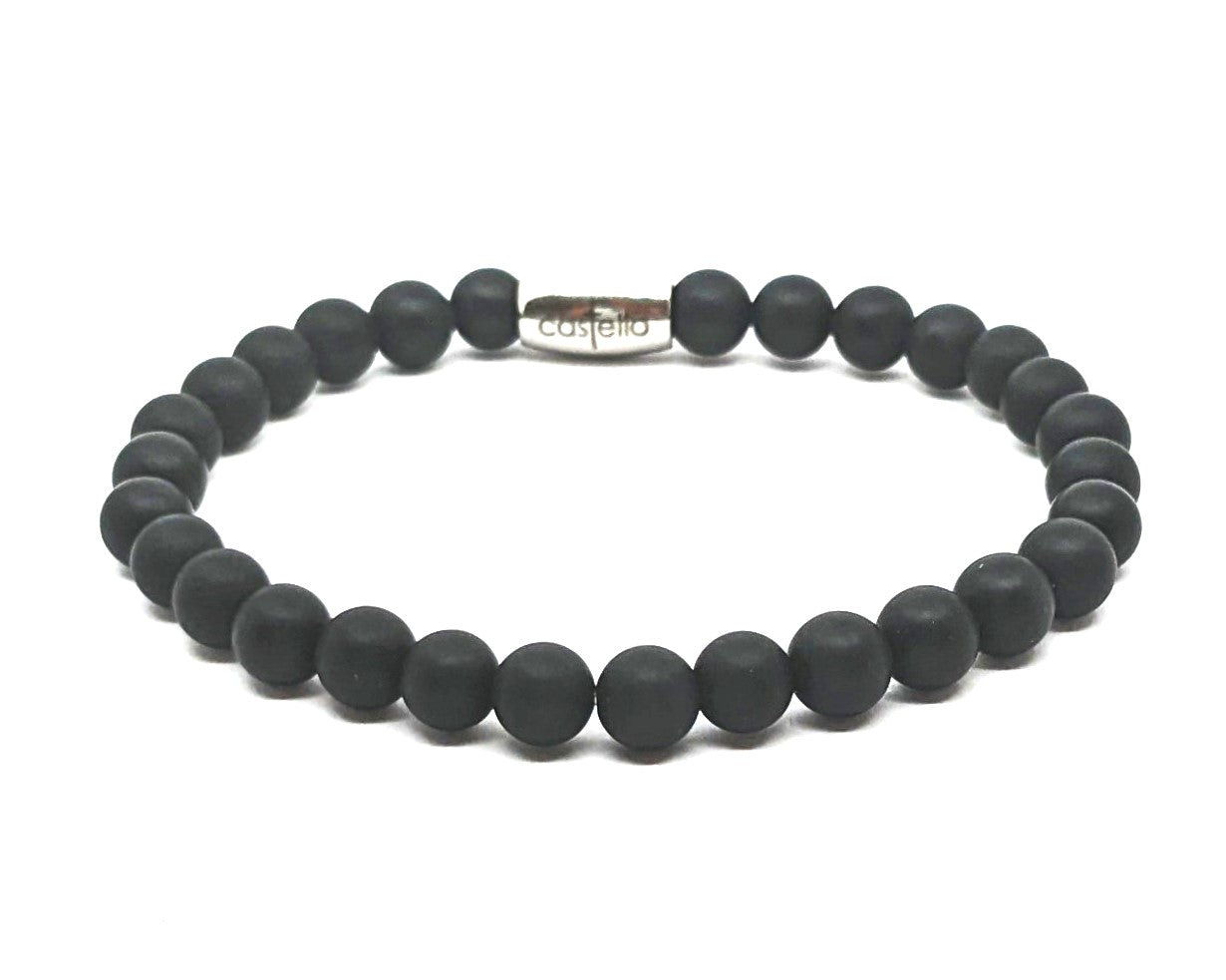Gemstone Bracelet Onyx Mat stone 6mm — view 4 | Castello Jewels