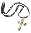 Hand Made Necklace Silver Gold Plated 925 Obsidian, Onyx stone 10mm | Castello Jewels