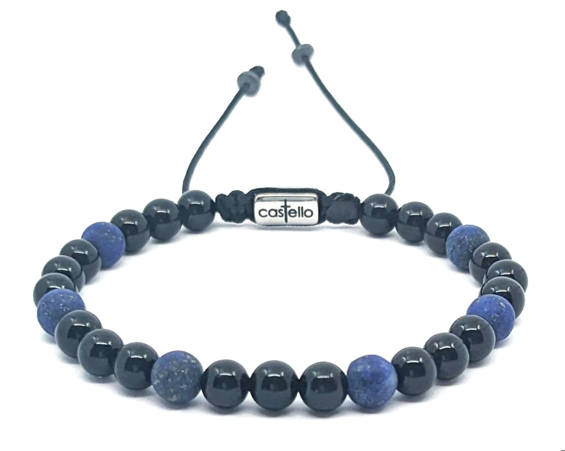 Onyx & Sodalite Bracelet, Polished, 6mm | Castello Jewels