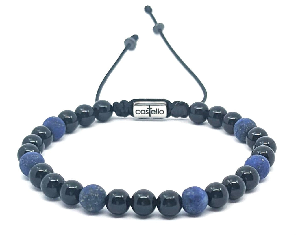Gemstone Bracelet Onyx Polish, Sodalite stone 6mm | Castello Jewels