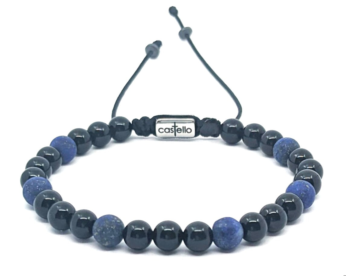 Gemstone Bracelet Onyx Polish, Sodalite stone 6mm | Castello Jewels