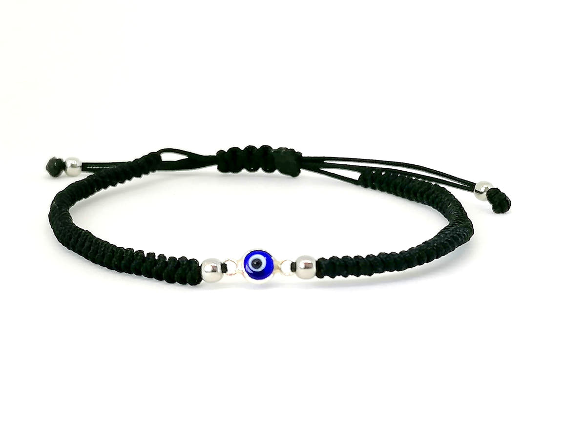 Evil Eye Cord Bracelet, Sterling Silver, Red | Castello Jewels