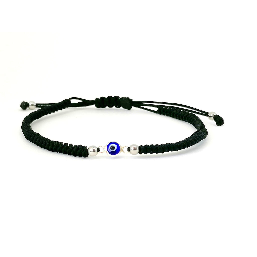 Evil Eye Cord Bracelet, Sterling Silver, Red | Castello Jewels