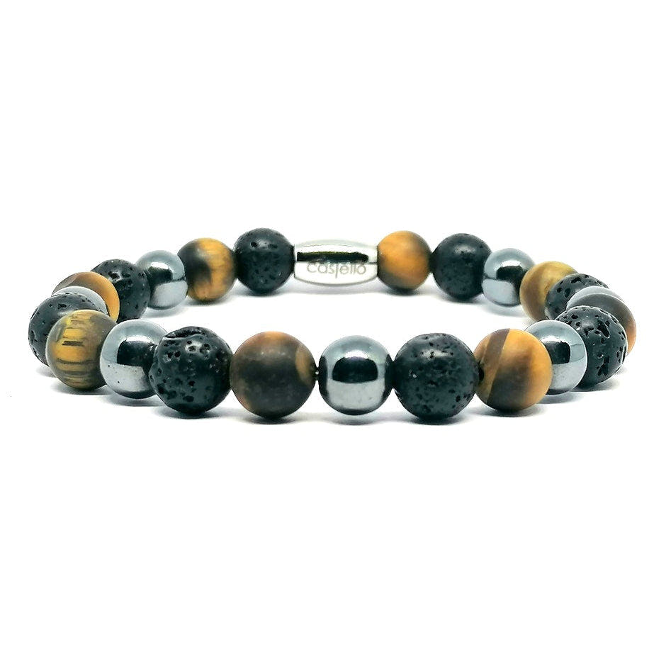 Tiger's Eye, Lava & Hematite Everyday Bracelet, 8mm, view 3 | Castello Jewels