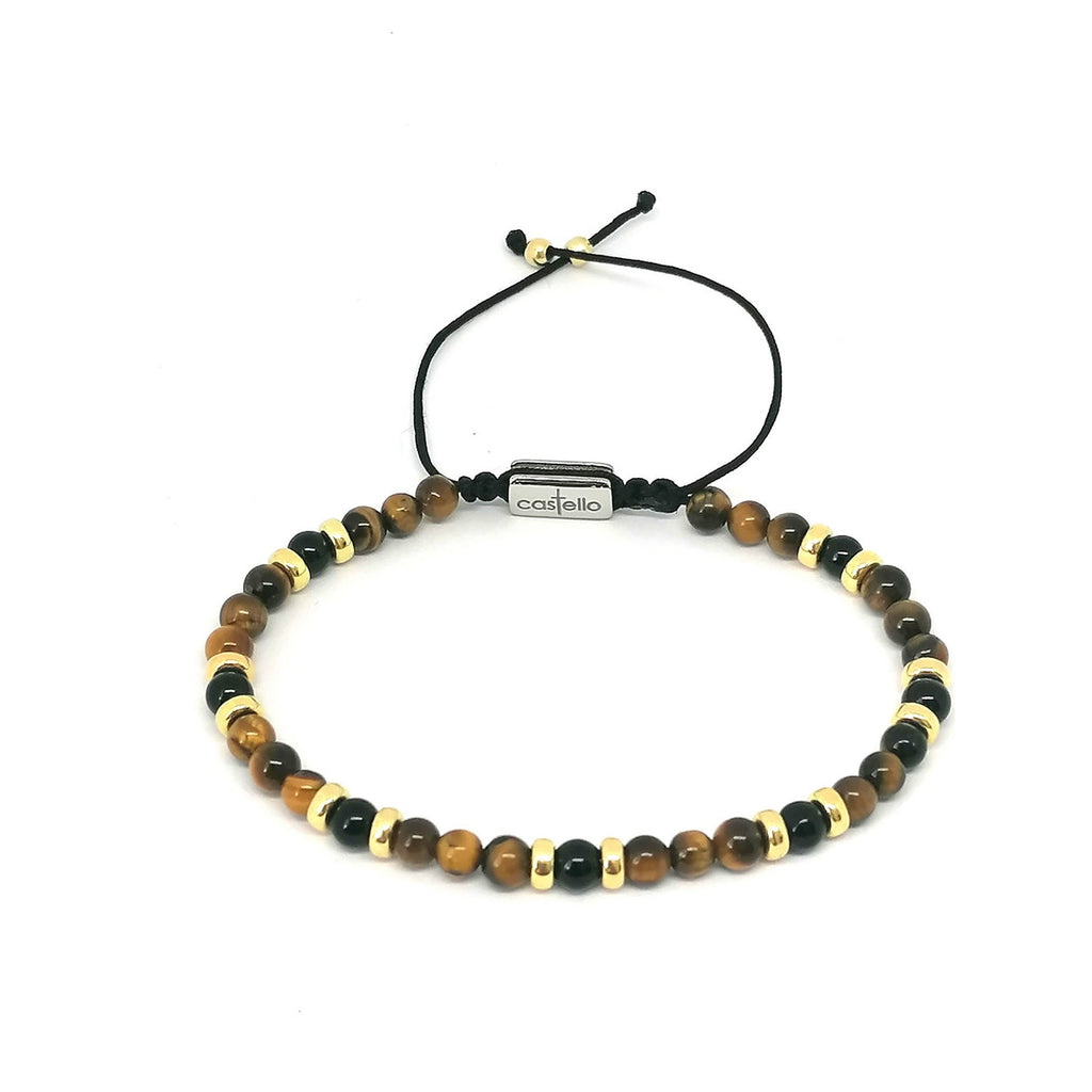 Classic Gold-Plated Polished Onyx & Tiger's Eye, Timeless, 4mm, view 4 | Castello Jewels