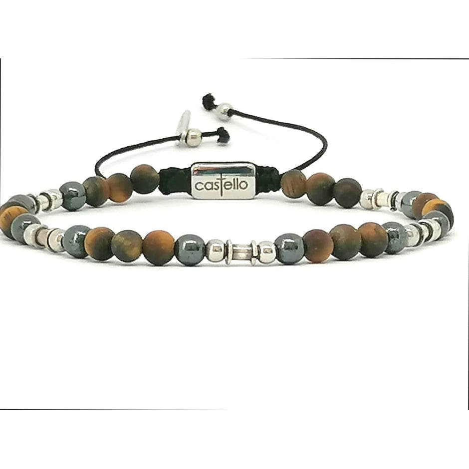 Tiger's Eye & Hematite Bracelet Unisex, 4mm | Castello Jewels