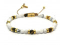 Hand Made Bracelet Silver 925 Gold Plated Classic, Howlite, Tiger Eye stone 4mm | Castello Jewels