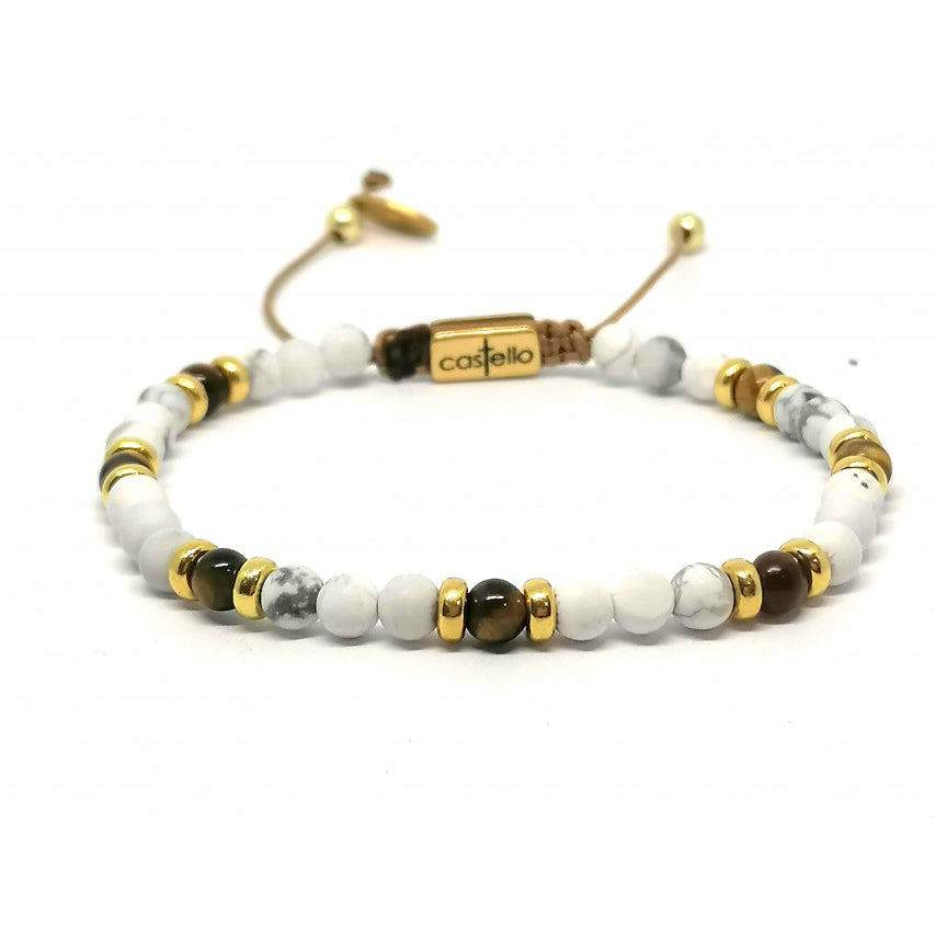 Classic Gold-Plated Howlite & Tiger's Eye, Timeless, 4mm | Castello Jewels