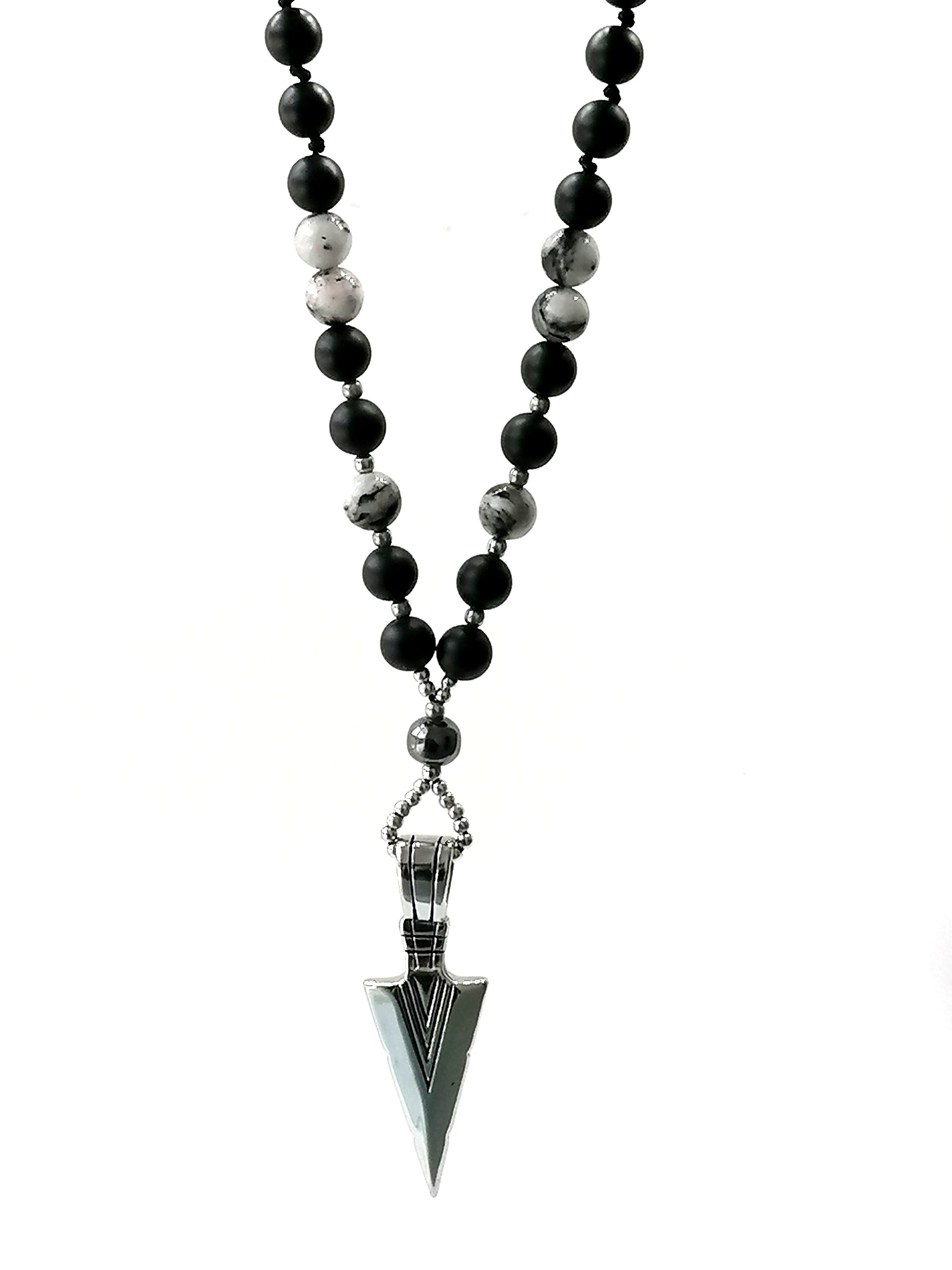 Necklace, Sword Shape Stainless Steal Onyx stone — view 3 | Castello Jewels