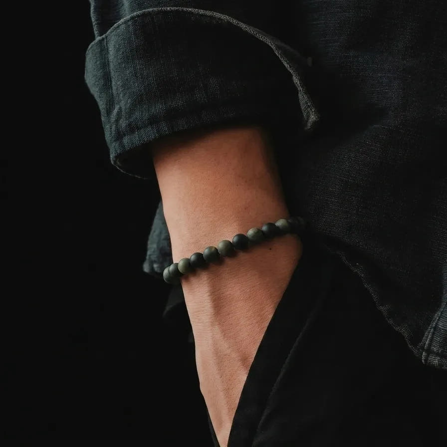 Matte Obsidian Bracelet, Water-Resistant, 6mm, view 2 | Castello Jewels