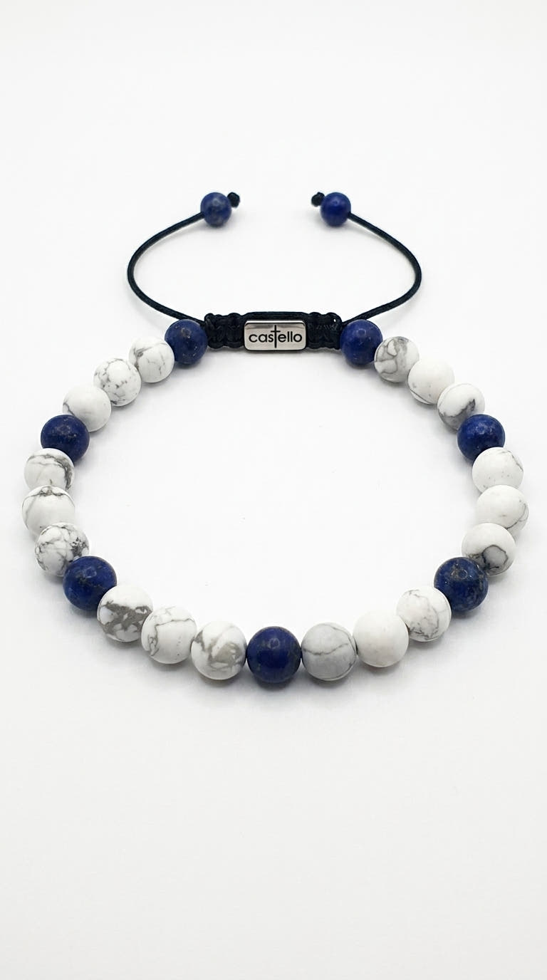 Howlite & Sodalite Bracelet, Matte, 6mm | Castello Jewels