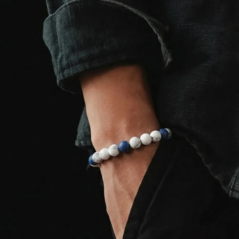Howlite & Sodalite Bracelet, Matte, 6mm, view 2 | Castello Jewels