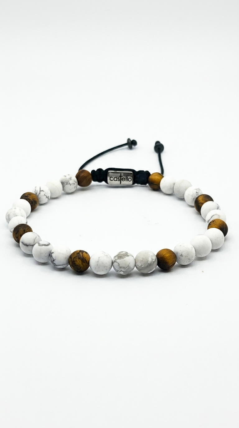 Howlite & Tiger's Eye Bracelet, Matte · 6mm