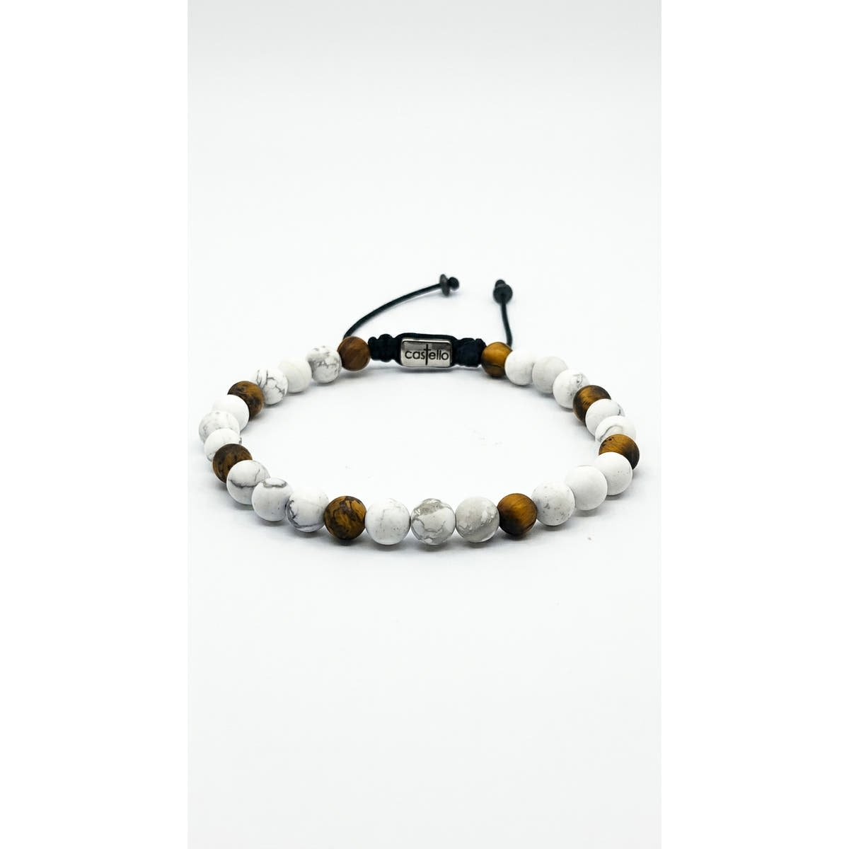 Howlite & Tiger's Eye Bracelet, Matte, 6mm | Castello Jewels