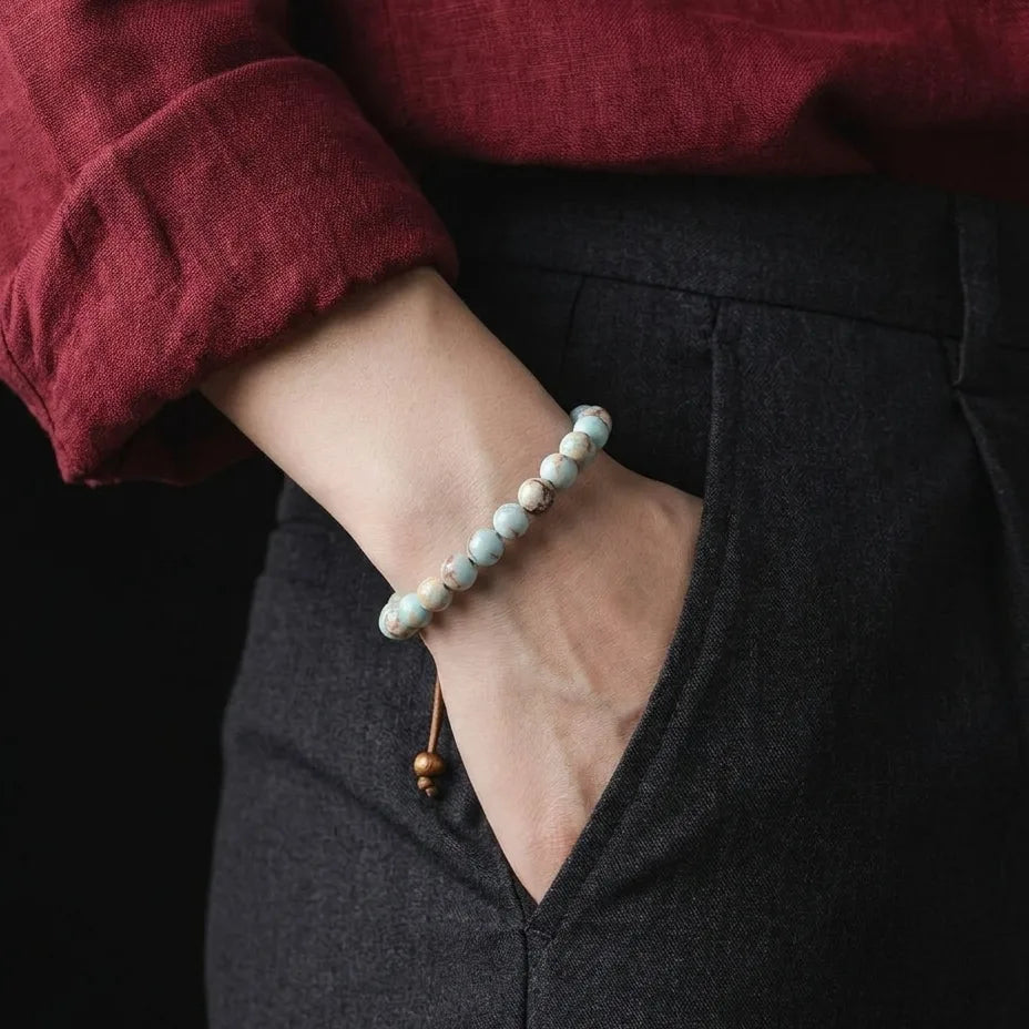 Snakeskin Jasper Bracelet, Polished, 6mm, view 2 | Castello Jewels