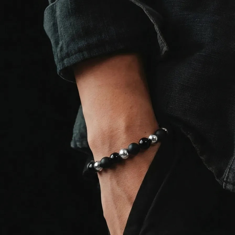 Onyx & Hematite Bracelet, Polish & Matte, 6mm, view 2 | Castello Jewels