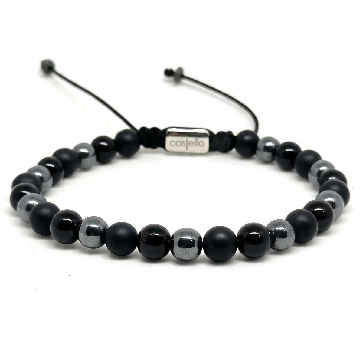 Onyx & Hematite Bracelet, Polish & Matte, 6mm | Castello Jewels