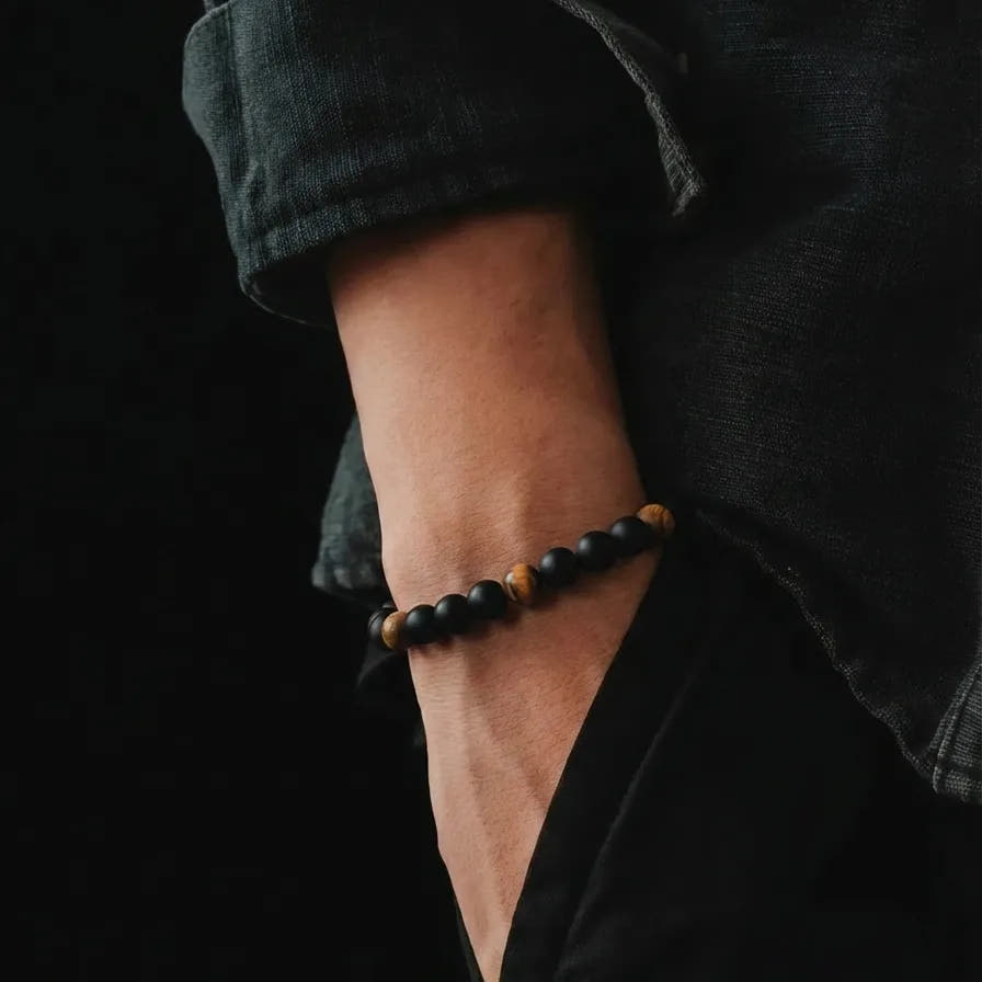 Onyx & Tiger's Eye Bracelet, Matte, 6mm, view 2 | Castello Jewels