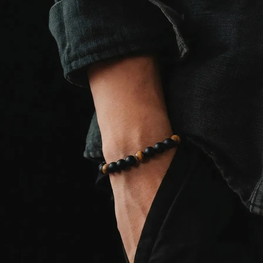 Onyx & Tiger's Eye Bracelet, Matte, 6mm, view 2 | Castello Jewels