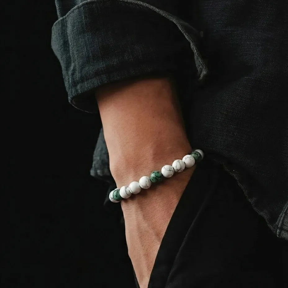 Howlite & African Turquoise Bracelet, Matte, 6mm, view 2 | Castello Jewels