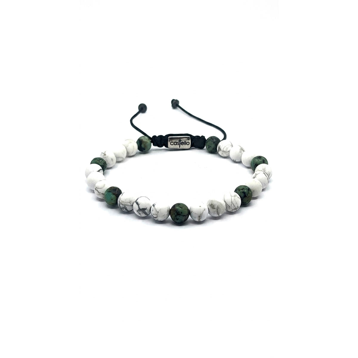 Howlite & African Turquoise Bracelet, Matte, 6mm | Castello Jewels