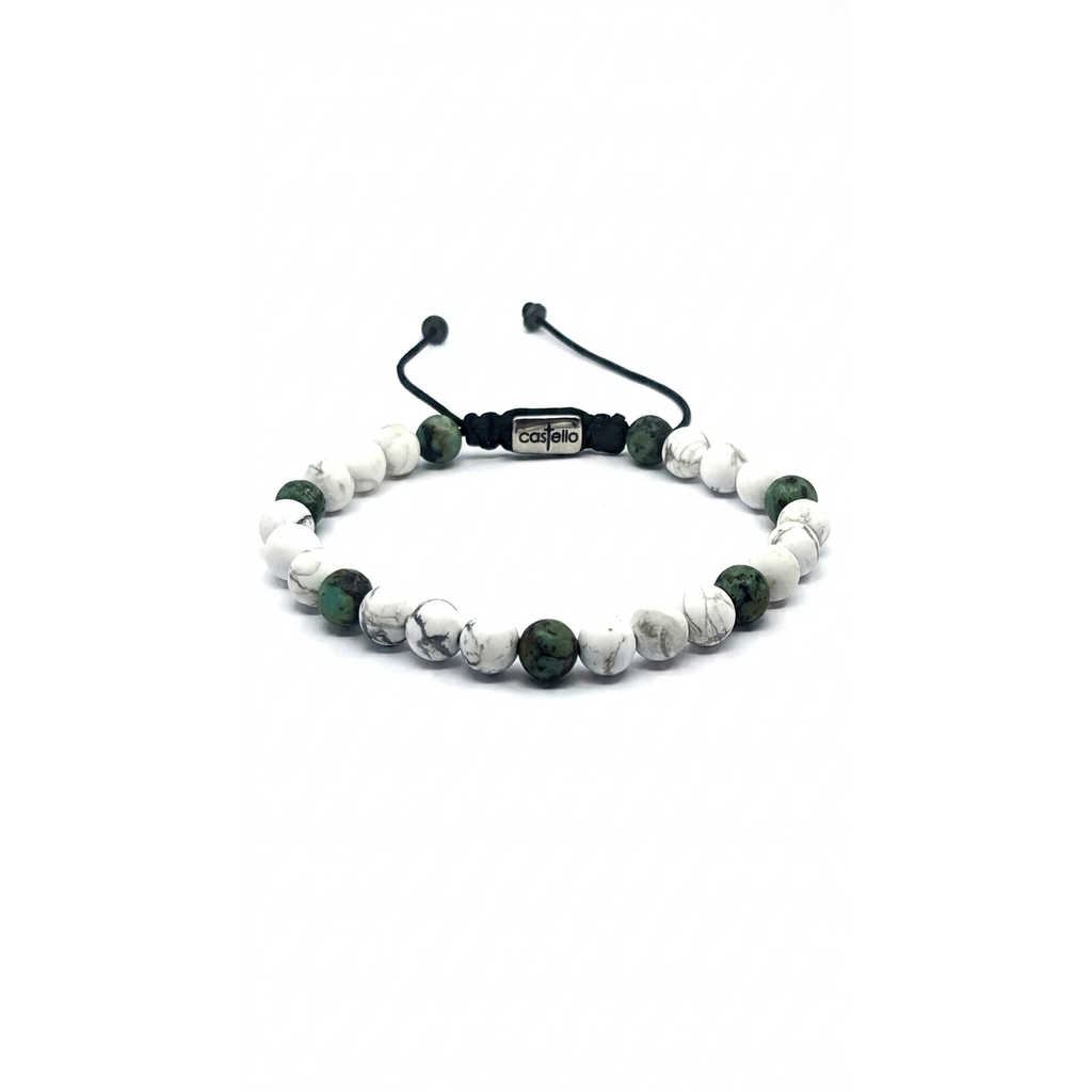 Howlite & African Turquoise Bracelet, Matte, 6mm | Castello Jewels