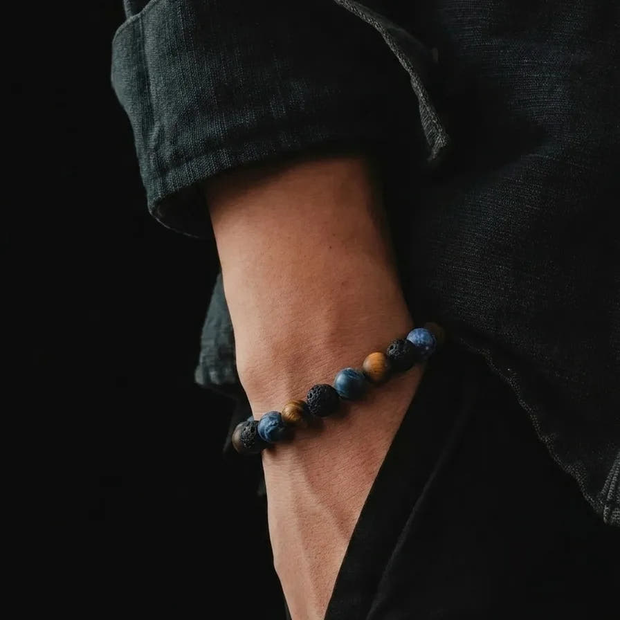 Lava, Sodalite & Tiger's Eye Gemstone Bracelet, 6mm, view 2 | Castello Jewels