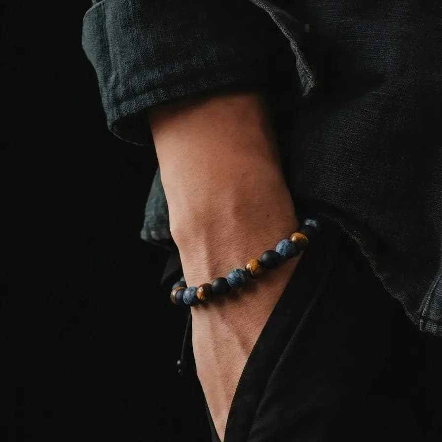 Tiger's Eye, Onyx & Sodalite Unisex Bracelet, 6mm, view 2 | Castello Jewels