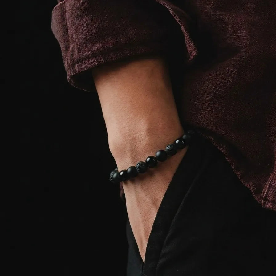 Onyx & Lava Bracelet, 6mm, view 2 | Castello Jewels