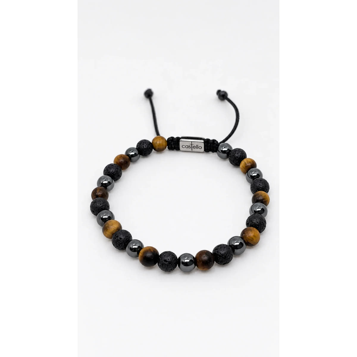 Hematite, Tiger's Eye & Lava Beaded Bracelet, 6mm | Castello Jewels