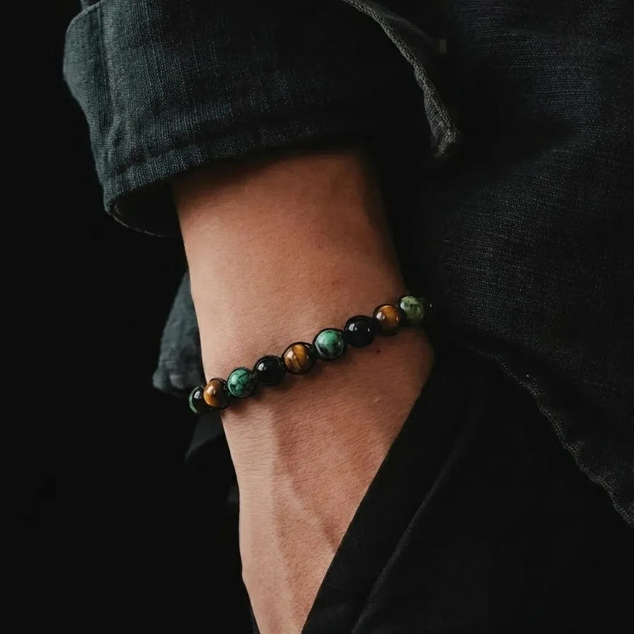 Tiger's Eye, Onyx & African Turquoise Stacking Bracelet, 6mm, view 2 | Castello Jewels
