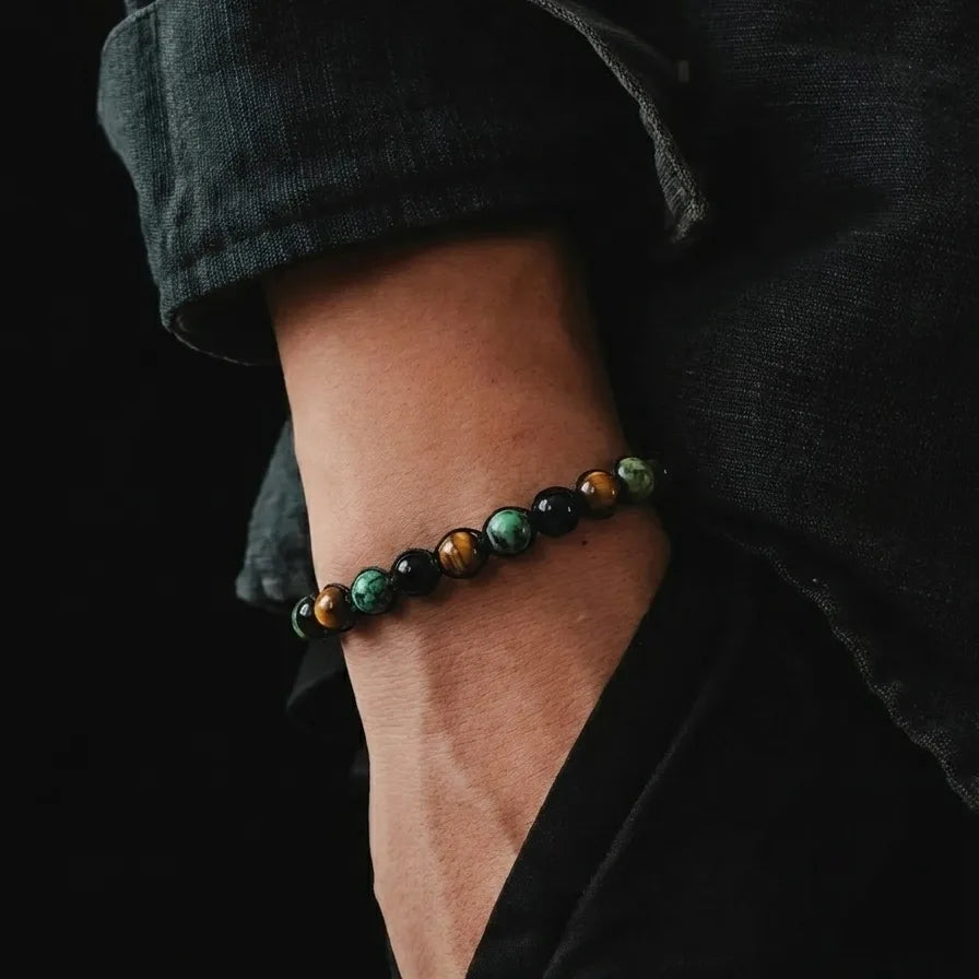 Tiger's Eye, Onyx & African Turquoise Stacking Bracelet, 6mm, view 2 | Castello Jewels