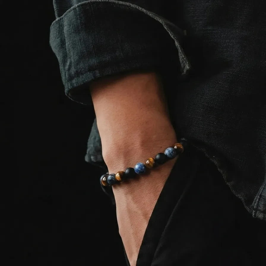 Onyx, Sodalite & Tiger's Eye Stacking Bracelet, 6mm, view 2 | Castello Jewels