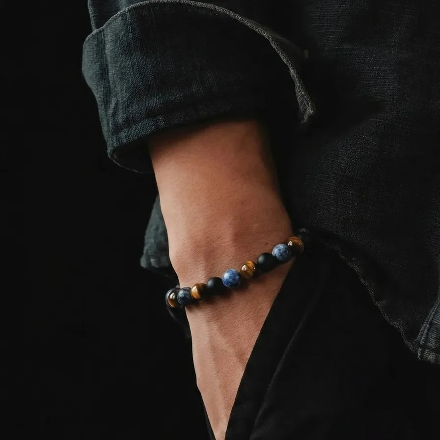 Onyx, Sodalite & Tiger's Eye Stacking Bracelet, 6mm, view 2 | Castello Jewels