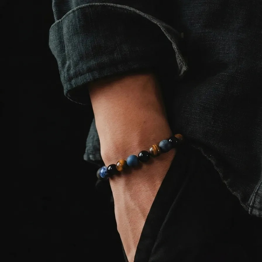 Sodalite, Onyx & Tiger's Eye Gemstone Bracelet, 6mm, view 2 | Castello Jewels