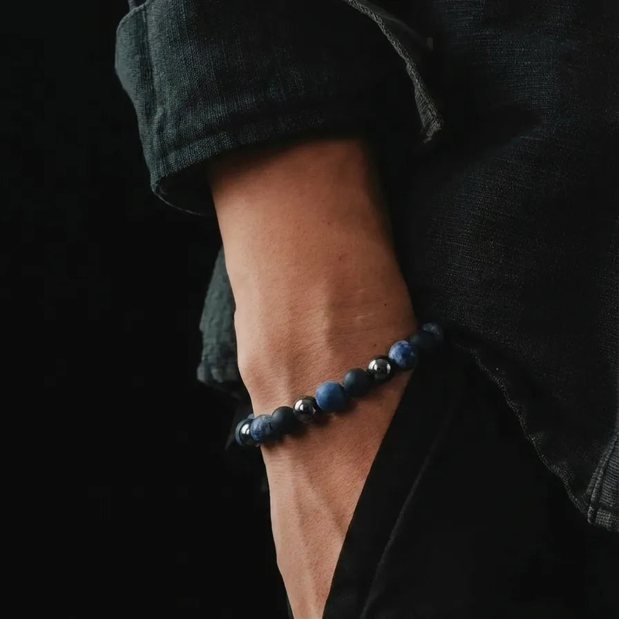 Sodalite, Onyx & Hematite Beaded Bracelet, 6mm, view 2 | Castello Jewels