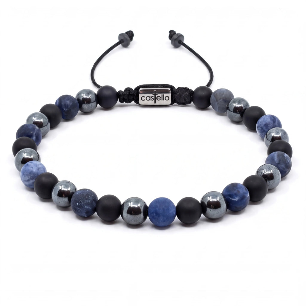Sodalite, Onyx & Hematite Beaded Bracelet, 6mm | Castello Jewels