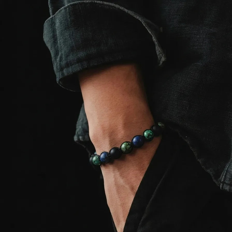 Onyx, Sodalite & African Turquoise Boho Bracelet, 6mm, view 2 | Castello Jewels