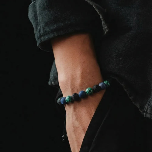 African Turquoise, Lava & Sodalite Boho Bracelet, 6mm, view 2 | Castello Jewels