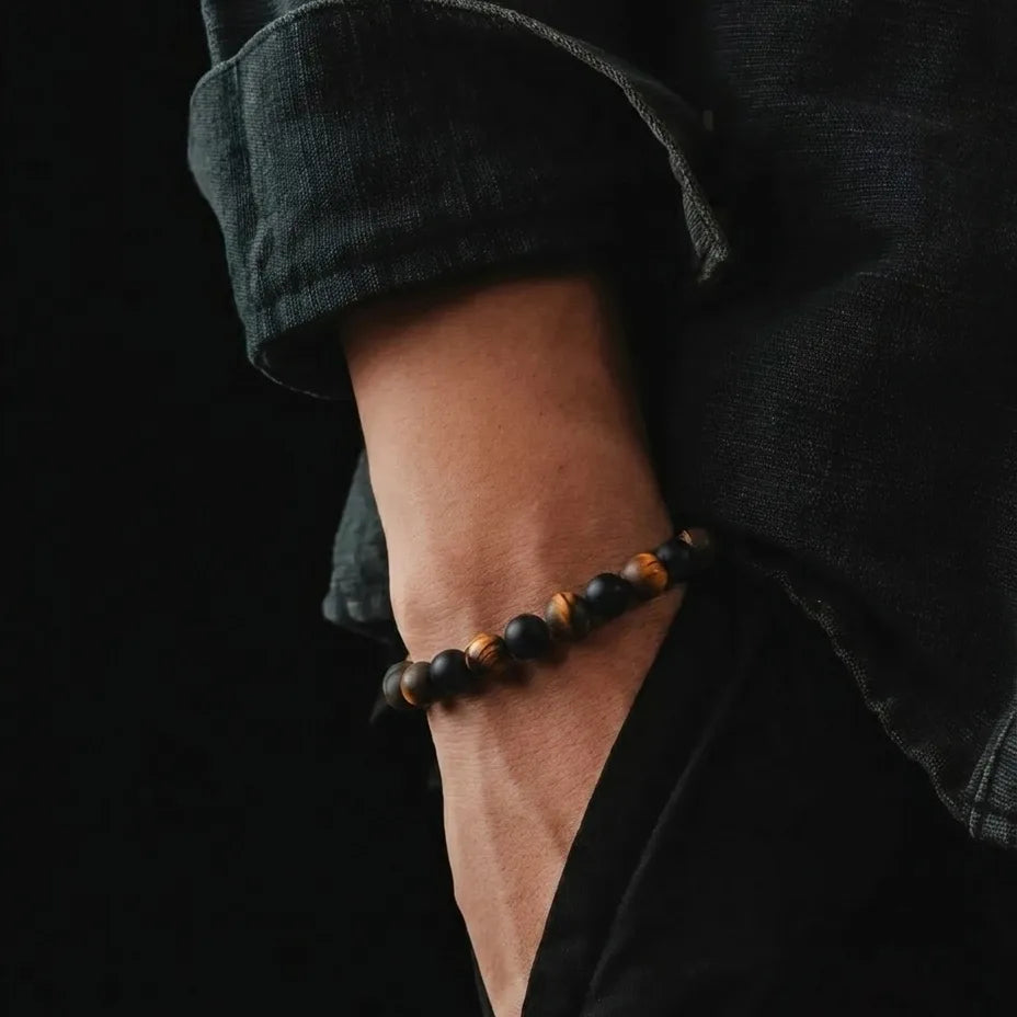 Onyx & Tiger's Eye Bracelet, 6mm, view 2 | Castello Jewels