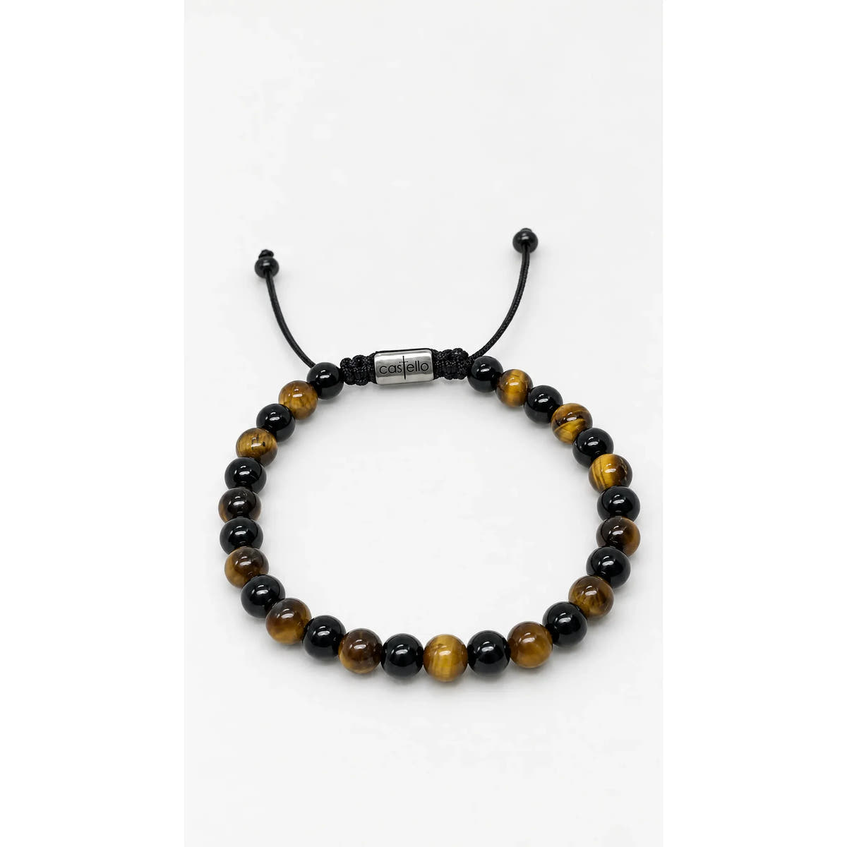 Polished Tiger's Eye & Onyx Bracelet, 6mm | Castello Jewels